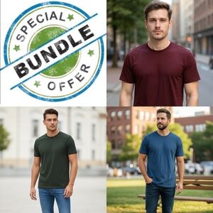 Express Bundle❣️ Men's Short Sleeve Tees - Burgundy, Forest Green, Denim Blue